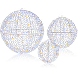 3 Pcs Lighted Christmas Balls Large Standing/Hanging Metal Sphere Lights with 435 LEDs