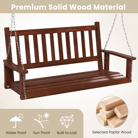 Columpio de porche de madera para 3 personas con capacidad de 800 lb