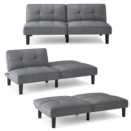 Paquete de 3 piezas para dormitorio: mesita de noche con 3 cajones + sillón decorativo moderno + sofá cama futón plegable convertible