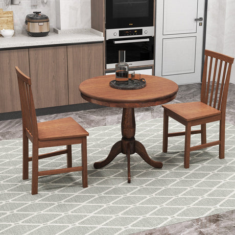 Juego de 3 piezas de mesa y sillas de comedor de madera para cafetería, cocina, sala de estar