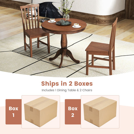 Juego de 3 piezas de mesa y sillas de comedor de madera para cafetería, cocina, sala de estar