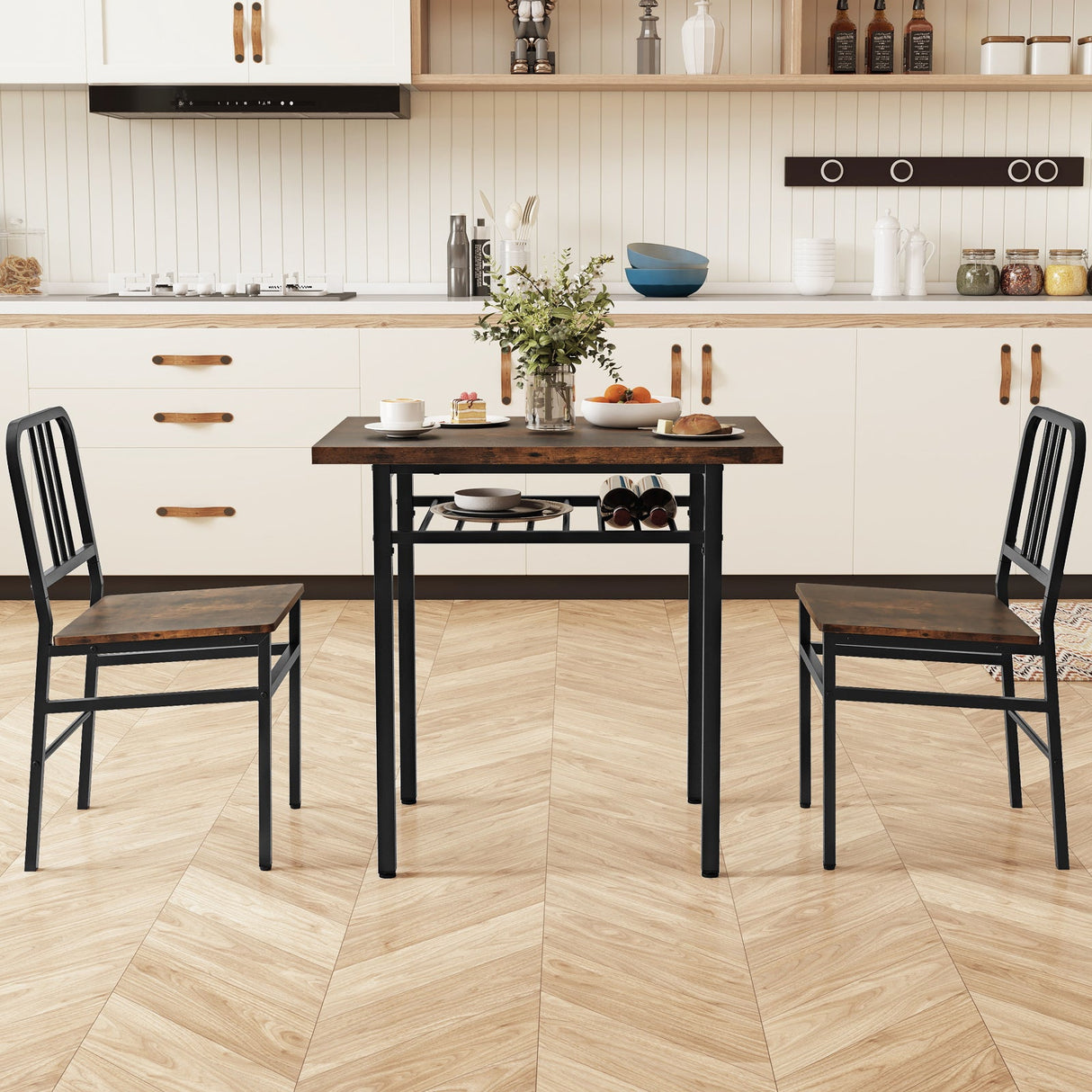 Juego de comedor de 3 piezas con mesa de cocina rectangular y 2 sillas