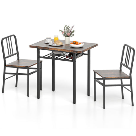 Juego de comedor de 3 piezas con mesa de cocina rectangular y 2 sillas