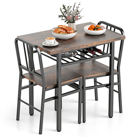 Juego de comedor de 3 piezas con mesa de cocina rectangular y 2 sillas