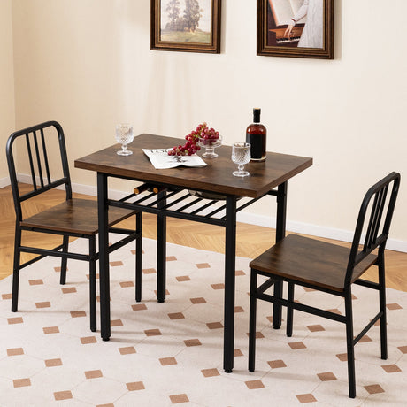 Juego de comedor de 3 piezas con mesa de cocina rectangular y 2 sillas