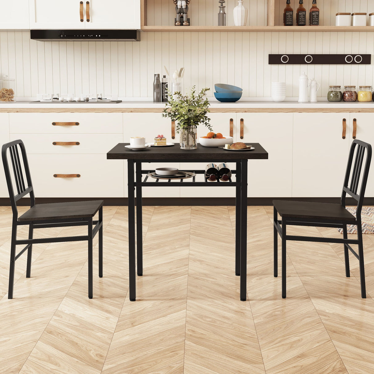 Juego de comedor de 3 piezas con mesa de cocina rectangular y 2 sillas