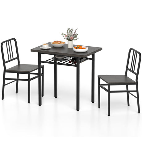 Juego de comedor de 3 piezas con mesa de cocina rectangular y 2 sillas