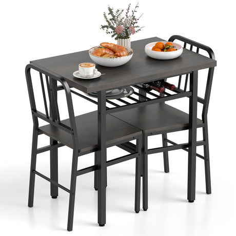 Juego de comedor de 3 piezas con mesa de cocina rectangular y 2 sillas