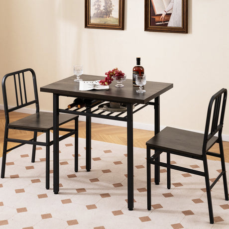 Juego de comedor de 3 piezas con mesa de cocina rectangular y 2 sillas