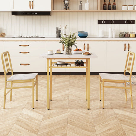 Juego de comedor de 3 piezas con mesa de cocina rectangular y 2 sillas
