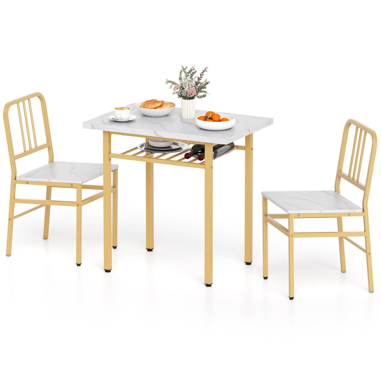 Juego de comedor de 3 piezas con mesa de cocina rectangular y 2 sillas