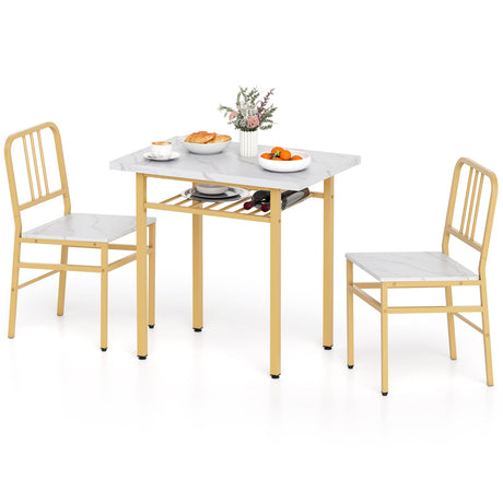 Juego de comedor de 3 piezas con mesa de cocina rectangular y 2 sillas