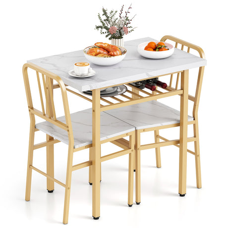 Juego de comedor de 3 piezas con mesa de cocina rectangular y 2 sillas