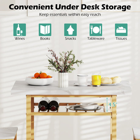 Juego de comedor de 3 piezas con mesa de cocina rectangular y 2 sillas