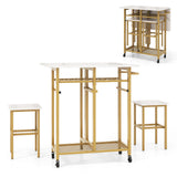 3 Piece Dining Table Set with 6-Bottle Wine Rack