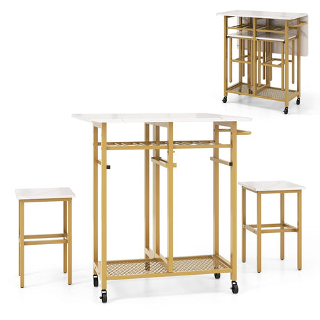 Juego de comedor de 3 piezas con botellero para 6 botellas