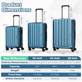 3-Piece Hardside Luggage Set (20/24/28 Inch) Lightweight with 3-Digital Lock