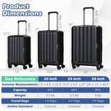 3-Piece Hardside Luggage Set (20/24/28 Inch) Lightweight with 3-Digital Lock