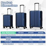 3-Piece Hardside Luggage Set (20/24/28 Inch) Lightweight with 3-Digital Lock