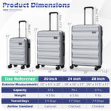 3-Piece Hardside Luggage Set 20/24/28 Inch Lightweight Hardside Suitcases
