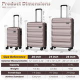 3-Piece Hardside Luggage Set 20/24/28 Inch Lightweight Hardside Suitcases
