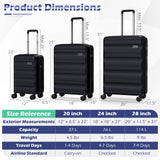 3-Piece Hardside Luggage Set 20/24/28 Inch Lightweight Hardside Suitcases