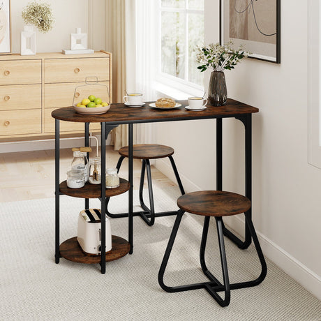 Juego de mesa de comedor industrial de 3 piezas para espacios pequeños