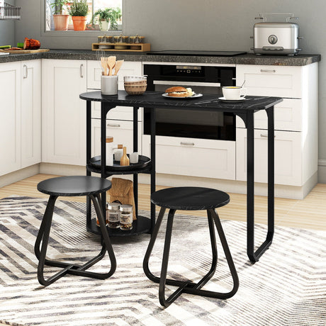 Juego de mesa de comedor industrial de 3 piezas para espacios pequeños