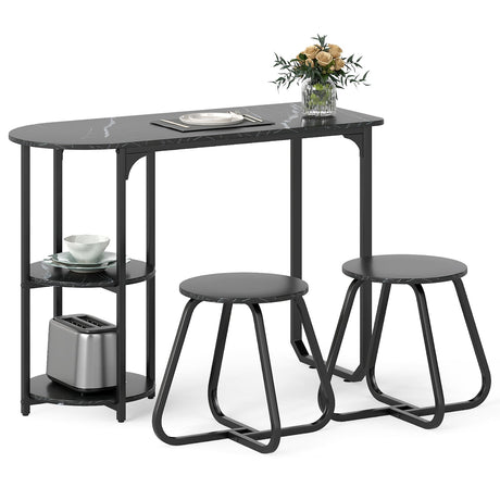 Juego de mesa de comedor industrial de 3 piezas para espacios pequeños