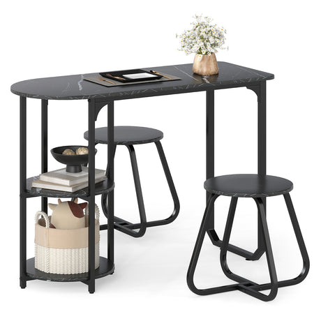 Juego de mesa de comedor industrial de 3 piezas para espacios pequeños
