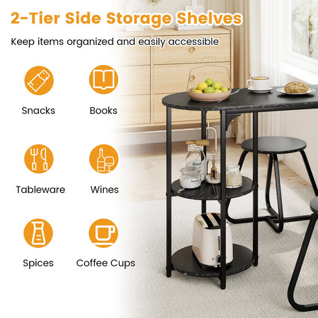 Juego de mesa de comedor industrial de 3 piezas para espacios pequeños