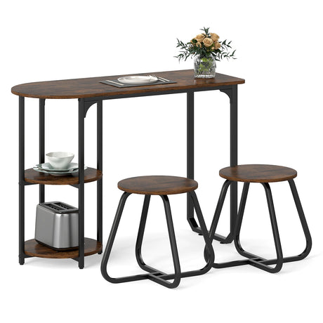 Juego de mesa de comedor industrial de 3 piezas para espacios pequeños