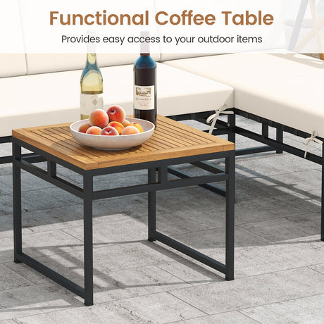 Juego de muebles de patio en forma de L de 3 piezas para porche, patio trasero y piscina - Beige
