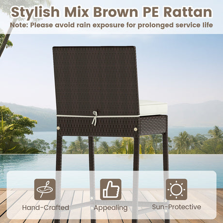 Juego de barra de exterior de 3 piezas, taburetes y mesa de metal resistente para patio - Blanco