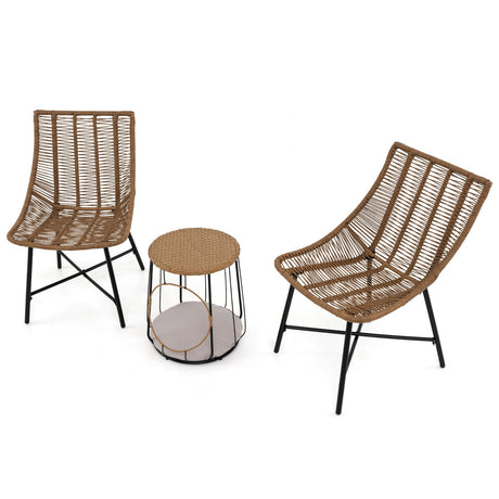 Conjunto de Muebles de Exterior de 3 Piezas con Caseta para Mascotas para Patio o Jardín - Marrón