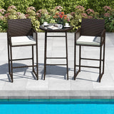 Juego de bar de patio de 3 piezas con mesa y sillones de mimbre para exteriores - Blanco