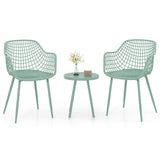 3 Piece Patio Chair Set with PP Seat and Tabletop for Porch