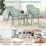 3 Piece Patio Chair Set with PP Seat and Tabletop for Porch