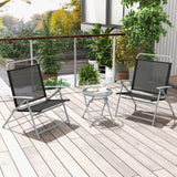 Juego de 3 sillas plegables de patio para exteriores de metal