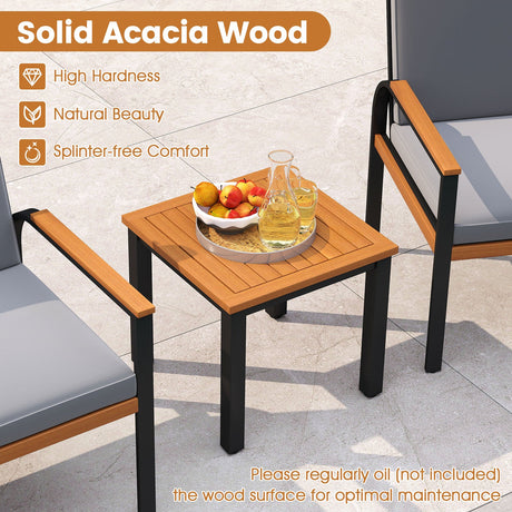 Juego de Muebles de Patio de 3 Piezas, Juego de Conversación para Exterior con Mesa de Centro - Gris