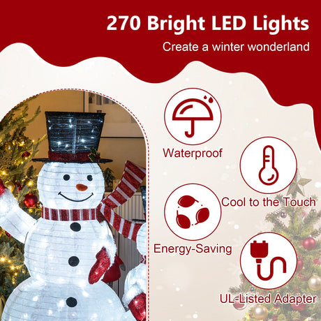 Set de 3 muñecos de nieve 3D preiluminados con 270 luces LED
