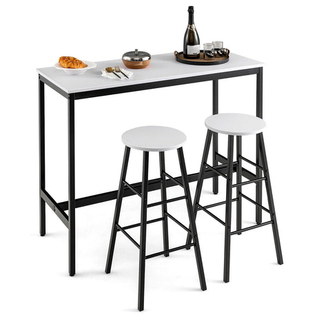 Juego de comedor de 3 piezas con mesa de bar y taburetes para cocina