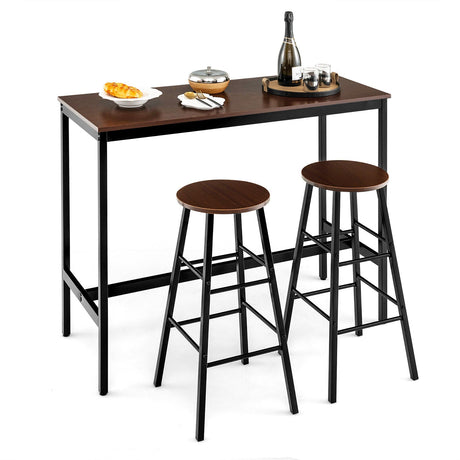Juego de comedor de 3 piezas con mesa de bar y taburetes para cocina