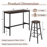 3 Piece Pub Table and Stools Kitchen Dining Set