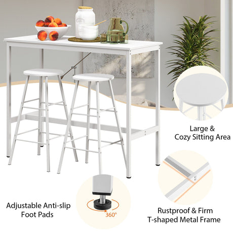 Juego de comedor de 3 piezas con mesa de bar y taburetes para cocina
