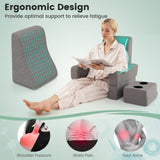 Juego de almohada de lectura de 3 piezas con escritorio para regazo extragrande con posavasos - Gris