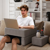 Juego de almohada de lectura de 3 piezas con escritorio para regazo extragrande con posavasos - Gris