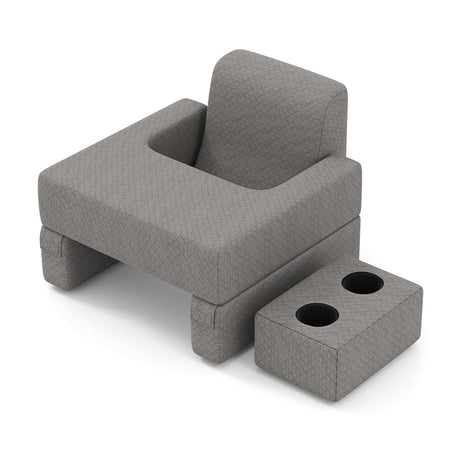 Juego de almohada de lectura de 3 piezas con escritorio para regazo extragrande con posavasos - Gris