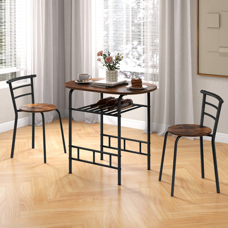 Juego de mesa de comedor de 3 piezas y 2 sillas para cocina, bistró, pub y hogar