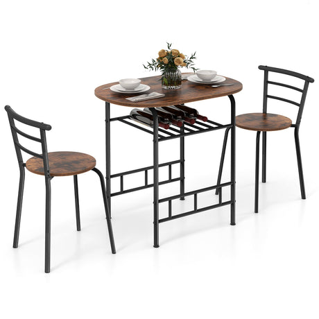 Juego de mesa de comedor de 3 piezas y 2 sillas para cocina, bistró, pub y hogar